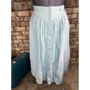 maxi skirt chambray denim light wash blue 1980s